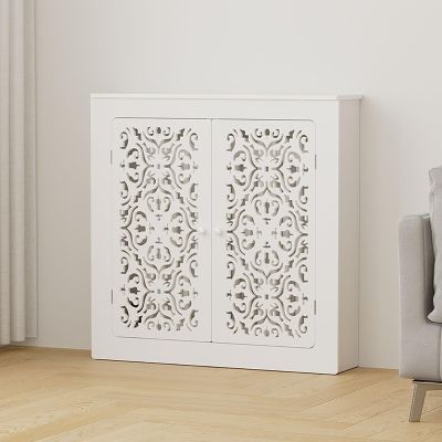 Modern Radiator Cover Cabinet with Doors and Shelves