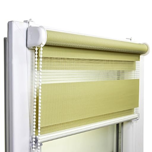 No-Drill Klemmfix Double Roller Blind, Day & Night, 66 x 150 cm, Green, Voppi