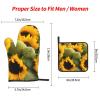 Oven Mitts and Pot Holders, 3-Piece Sunflower Set, Insulated Microwave and Cooking Gloves, Non-Slip Hot Pads for Cooking, Baking, and Grilling view 2