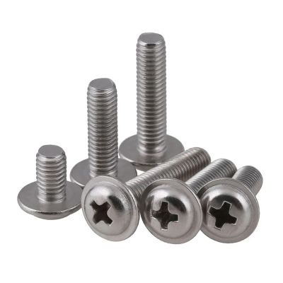 DEPYEE M3/M4/M5 316 Stainless Steel Pan Round Truss Head Screws with Washer, 20-Piece M5x8