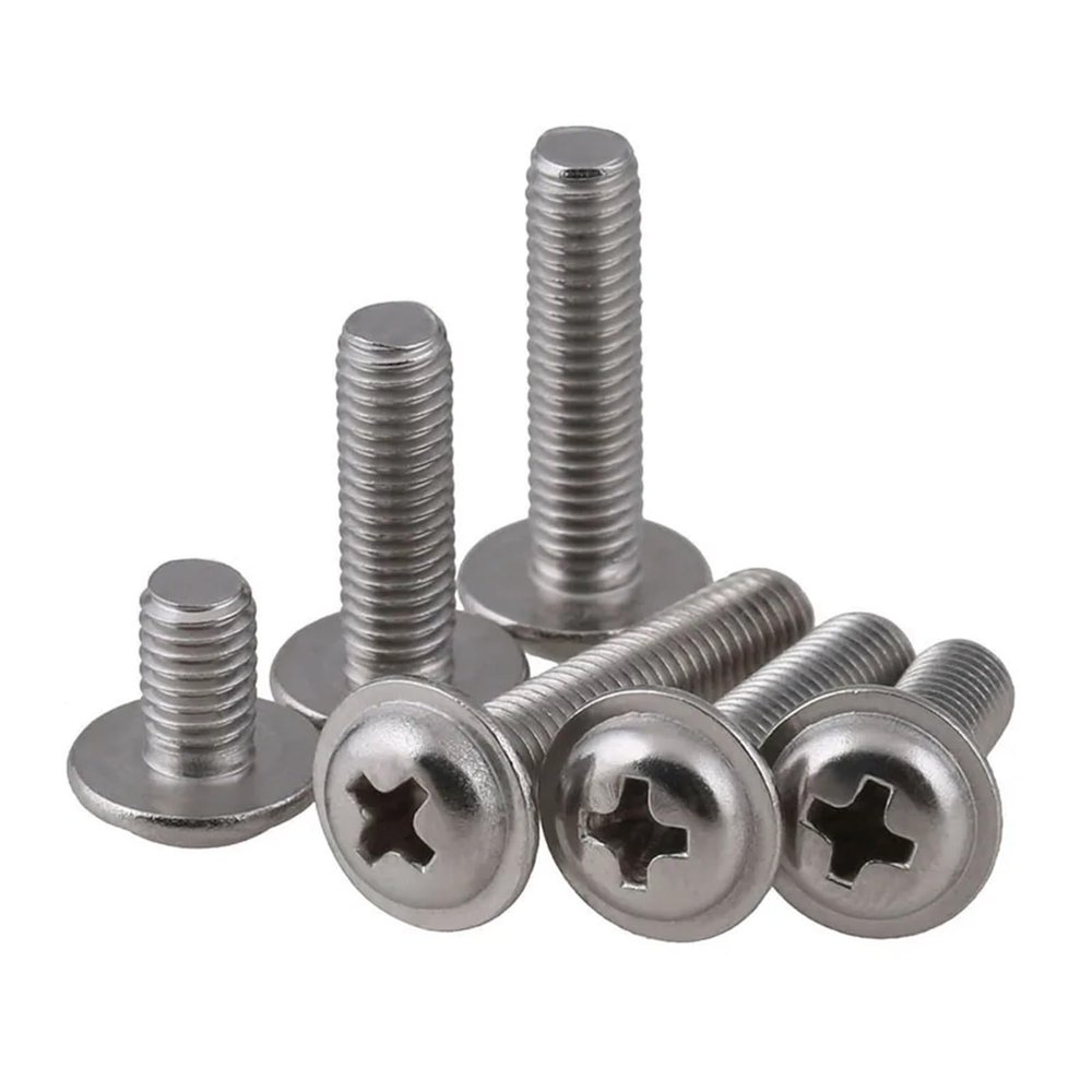 DEPYEE M3/M4/M5 316 Stainless Steel Pan Round Truss Head Screws with Washer, 20-Piece M5x8