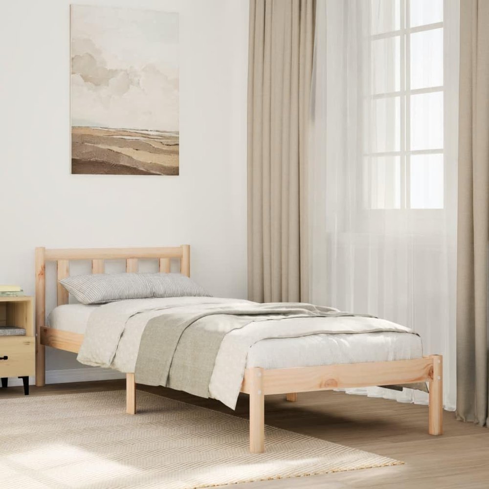 CFODOJ Extra-Long Bed Frame, 100 x 210 cm, Solid Pine, Without Mattress