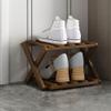 HJHLYJQBF 2–10-Tier Folding Bamboo Shoe Rack, Freestanding, Brown, 2-Tier view 1