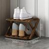 HJHLYJQBF 2–10-Tier Folding Bamboo Shoe Rack, Freestanding, Brown, 2-Tier view 2