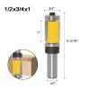 1/3-Piece Long Tungsten Template Flush-Trim Router Bit, Upper/Lower Bearings, 12/12.7 mm Shank view 2