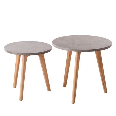 home24 2-Piece Side Table Set, Partially Solid Wood, 50 x 50 x 45 cm