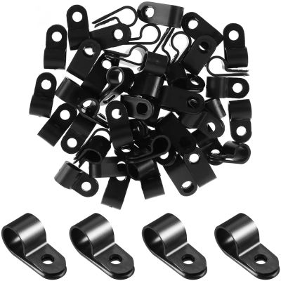 Teansic R-Type Cable Clips, Black Nylon, 1.27 cm (1/2 in.), 200 Pack