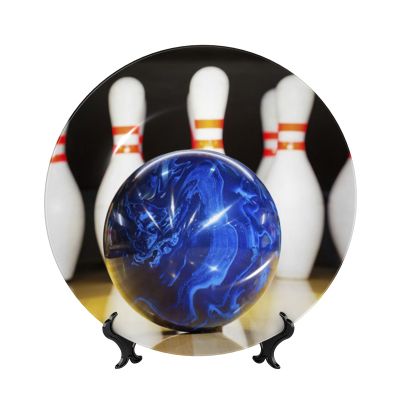 ESASAM Bowling Bone China Decorative Plate, Elegant Vintage Design, Porcelain Ornament Dish for Home Decor, Wall Hanging and Gifts