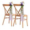 Meldel Wedding Chair Aisle Decorations, Artificial White & Purple Rose Garland with Hanging Ribbons view 1