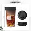 BWLHJKE Insulated Coffee Mug with Flip-Top Lid and Handle, Brown, 16 oz view 4