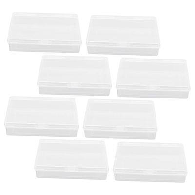 KONTONTY Clear Plastic Storage Boxes, 8-Pack, Flat and Rigid, for Playing Cards and Small Parts