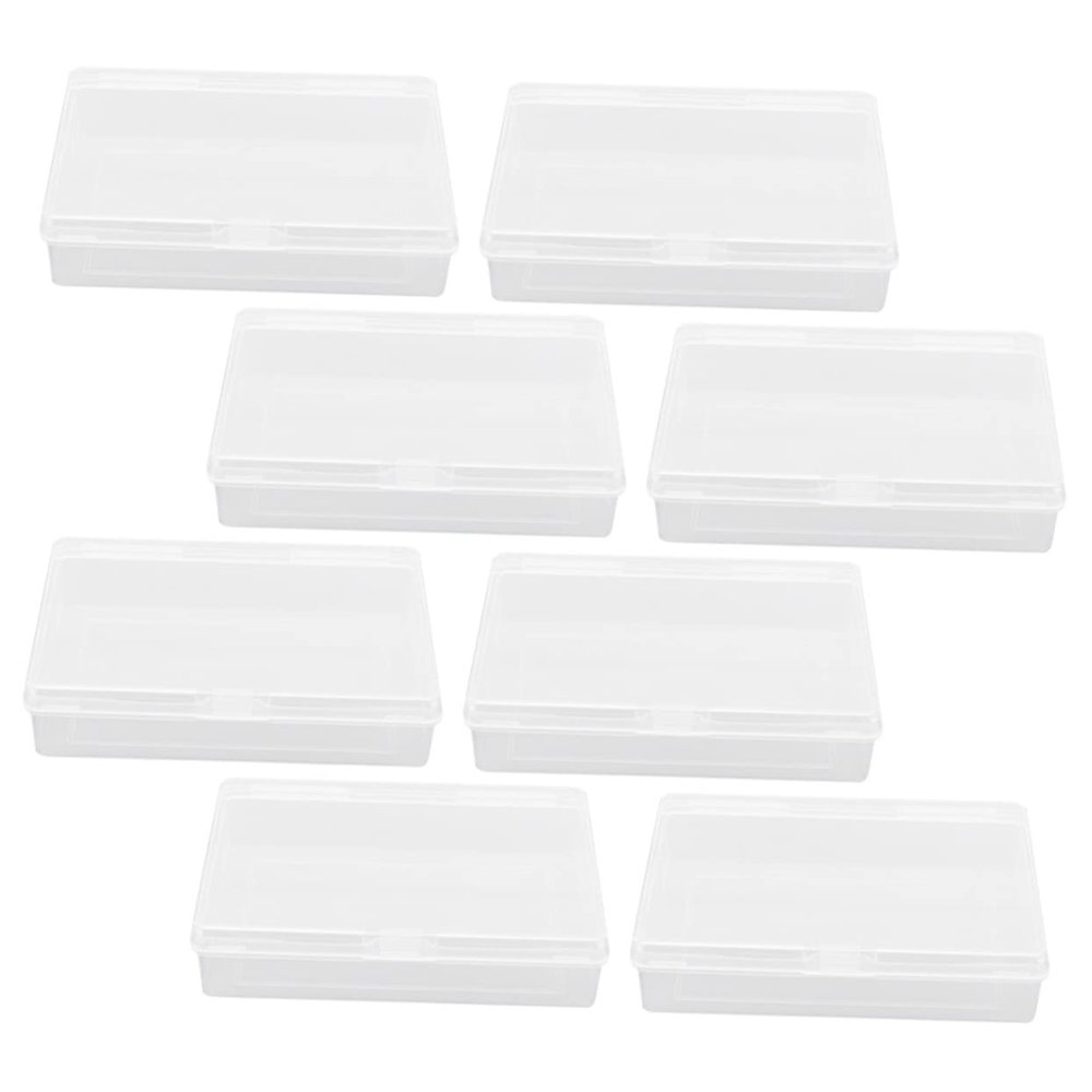 KONTONTY Clear Plastic Storage Boxes, 8-Pack, Flat and Rigid, for Playing Cards and Small Parts