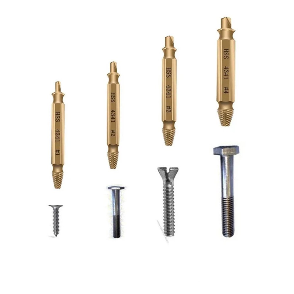 4-Piece Broken Screw Extractor Drill Guide Set, Gold