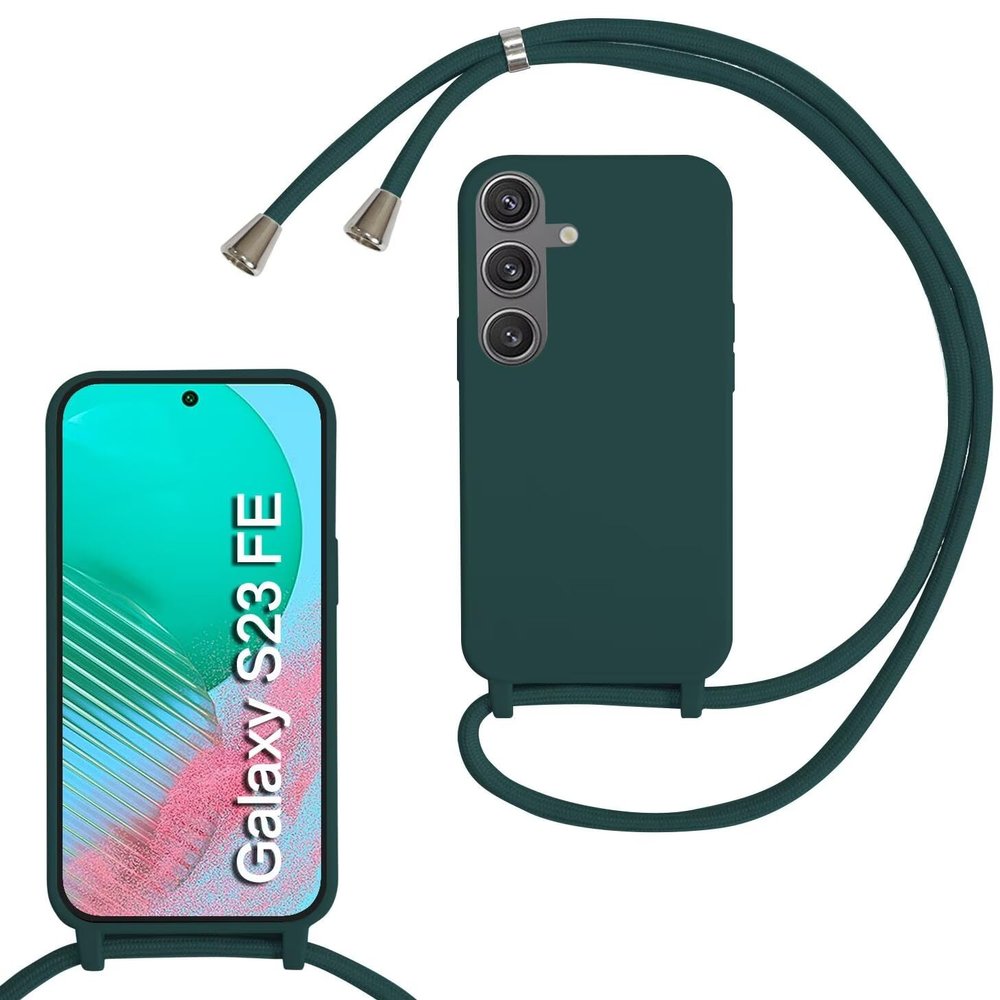 xinyunew Phone Necklace Case for Samsung Galaxy S23 FE with Strap, Green