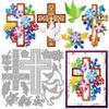 MAYJOYDIY Easter Floral Cross Metal Cutting Dies for Card Making view 1