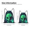 BNVSADC Green Alien Drawstring Backpack for Men and Women, Sports Gym String Bag for Beach, Shopping, Travel, Yoga, Black, M view 3