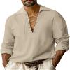 LVCBL Men's Lace-Up Pirate Shirt, Steampunk Ghillie Kilt Shirt, Cosplay Medieval Costume, Khaki, M view 2