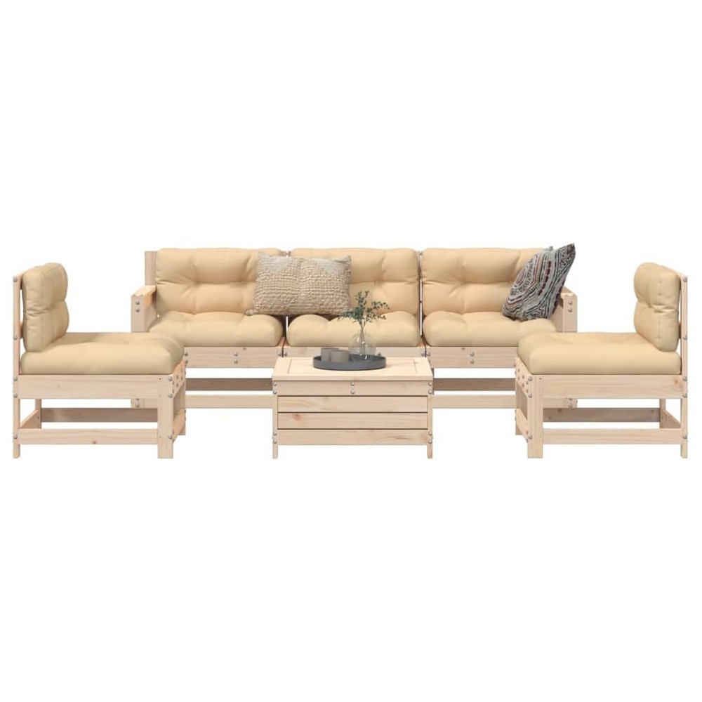 NQJIBUE Home Garden 6-Piece Solid Pine Garden Sofa Set