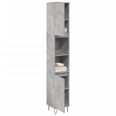 BOWEKAM Home & Garden Bathroom Cabinet, Concrete Gray, 30 x 30 x 190 cm, Wood