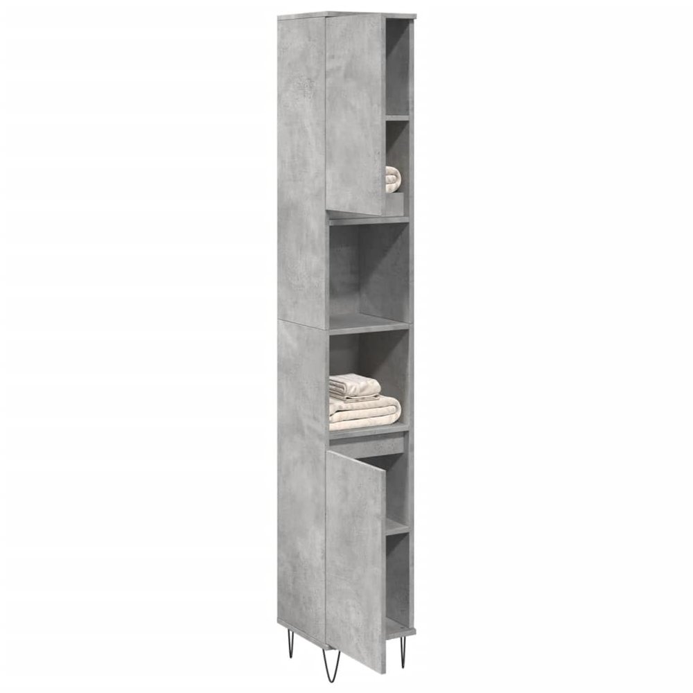 BOWEKAM Home & Garden Bathroom Cabinet, Concrete Gray, 30 x 30 x 190 cm, Wood