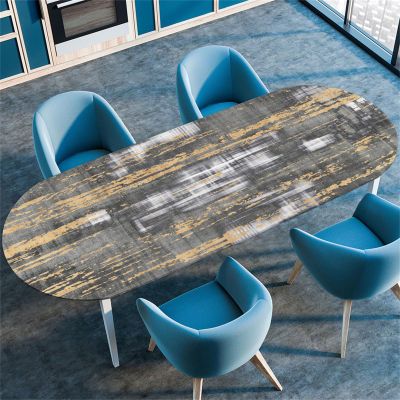 Morbuy Waterproof Oval Tablecloth, Vintage Style, Elastic Edge, Wipe-Clean, 114 x 142 cm