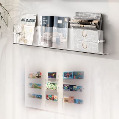 Wall-Mounted Magazine Holder, Transparent Acrylic, 1 Piece, Size L