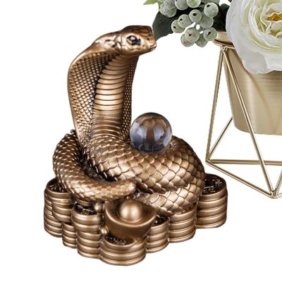 Chinese New Year 2025 Golden Resin Snake Statue