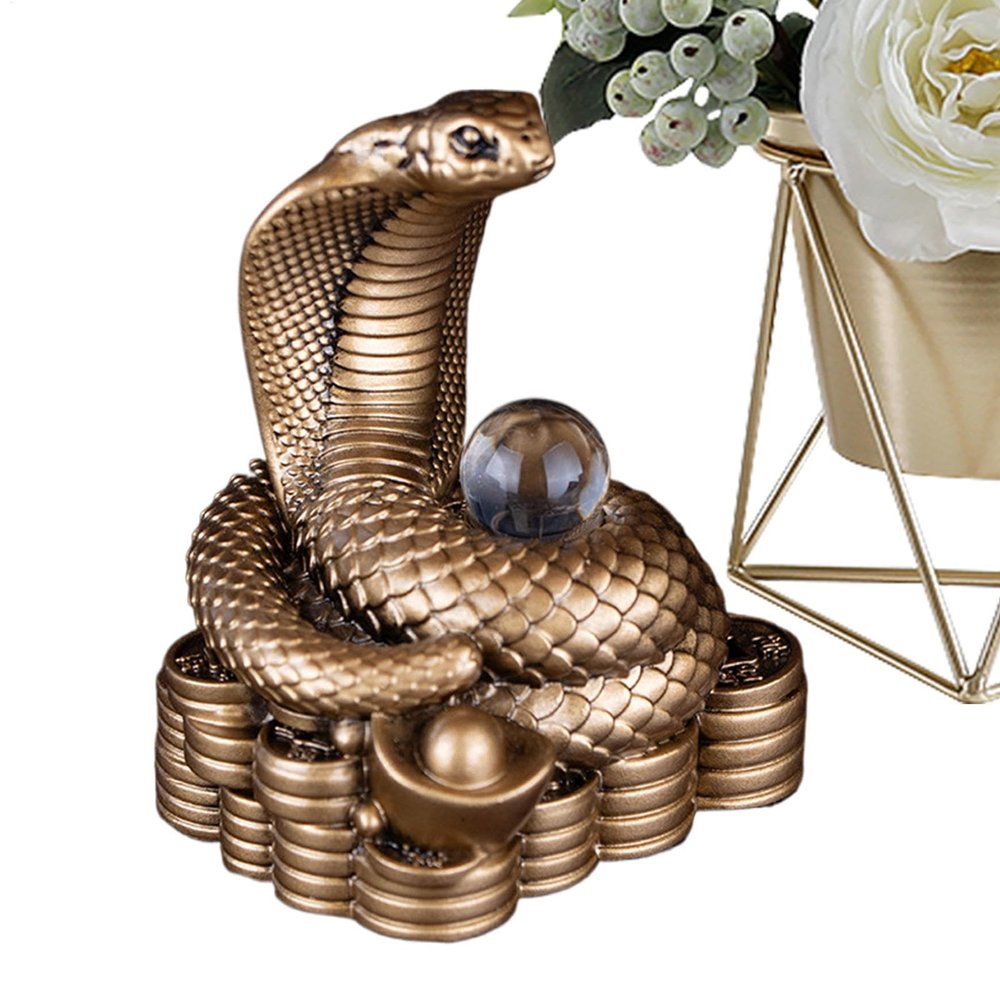 Chinese New Year 2025 Golden Resin Snake Statue