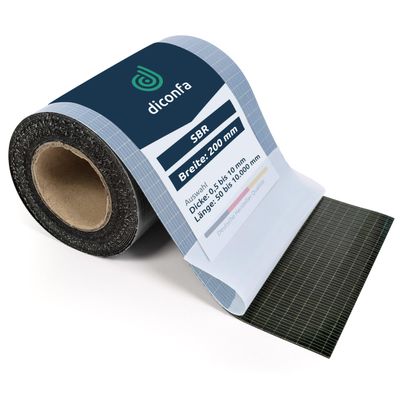 diconfa SBR Self-Adhesive Rubber Strip, 200 mm Wide, 6 mm Thick, 1,000 mm Long