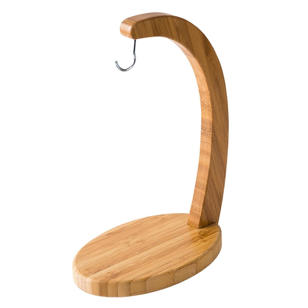 Gnrique Bamboo Banana Hanger - Banana Stand, Modern Lightweight Stand with Hook for Kitchen Countertops and Oval Base