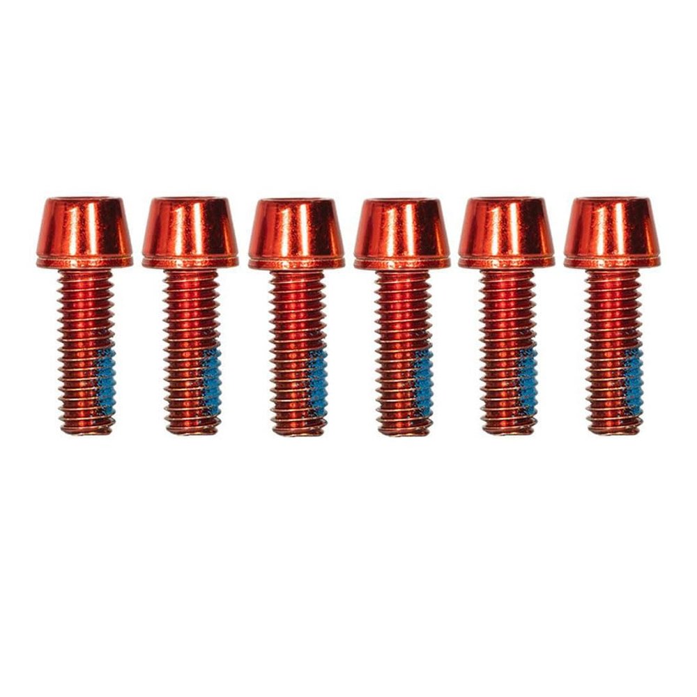 6-Piece Bicycle Stem Bolts, Stainless Steel Hex Socket Handlebar Riser Screws, Red, M6