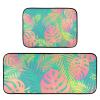 Kitchen Rugs, 2-Piece Set, Non-Slip, Washable, Pink-Green Leaf Gradient view 1