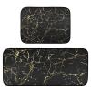 Kitchen Rugs, Set of 2, Non-Slip, Washable, Black Marble with 3D Gold Stripes view 1