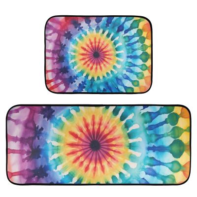 Kitchen Rug Set, Non-Slip, Washable, 2-Piece, Rainbow Colors, Anti-Fatigue Mats