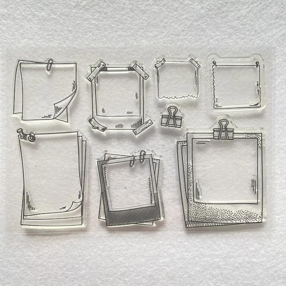 Clear Silicone Stamps, 11 x 16 cm, Vintage Frames, Photo Album & Clip Designs