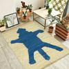 Handwoven Heavy Braided Jute Rug, 10 x 14 Kelim, Natural Animal Design, Blue & Beige view 2
