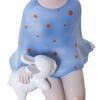Blue Resin Seated Girl Figurine with Ears and Bunny, 12 x 12 x 32 cm view 3
