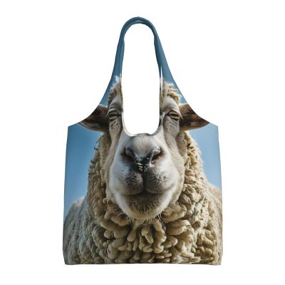Kingww Eco-Friendly Curious Sheep Canvas Tote Bag, Charming, Durable and Multifunctional, 36 x 32 cm, Black, One Size