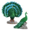 ifundom Small Green Resin Peacock Figurines, 2 Pieces, Garden Miniatures view 1