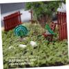 ifundom Small Green Resin Peacock Figurines, 2 Pieces, Garden Miniatures view 3