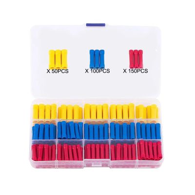 UYCUODLUY 300-Piece 10–22 AWG Assorted Insulated Butt Splice Crimp Connectors