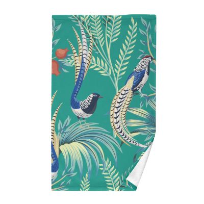 KLL Small Cotton Towels, Garden Pomegranate Fruit Tree Bird Design, 40.6 x 71.1 cm