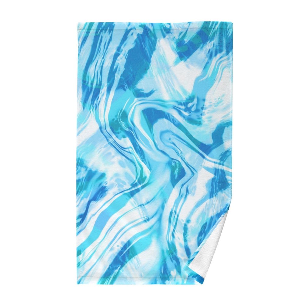 KLL Cotton Hand Towel, Geometric Pattern, Blue, 40.6 x 71.1 cm