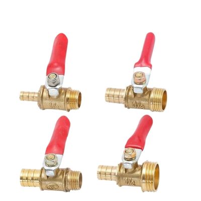 LIUZIIHAYIN 10-Piece Ball Valve Hose Barb Connector, 4–12 mm, Copper Pipe Fitting, Male Thread Adapter, 1/8", 1/4", 1/2" (8 mm Tube, 1/2", 10 PCS)