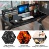 Modern 119 cm Black Glass Computer Desk with Sturdy Metal Frame for Home Office view 3