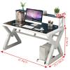 Modern 119 cm Glass Computer Desk with Sturdy Metal Frame, Black and White view 2