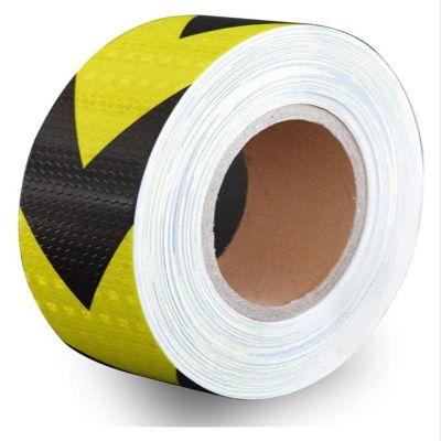 CvbGNJm Reflective Stickers, Hazard Warning Arrow Tape, Black and Yellow, 2 in x 82 ft (16 ft/5 m)
