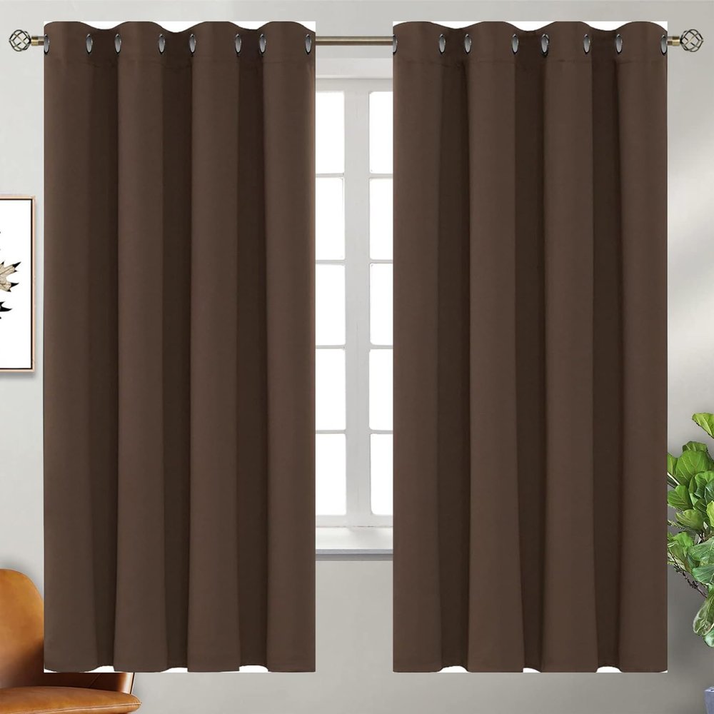 LIJIAO Blackout Curtains, 220 x 120 cm, Thick Thermal Curtains, 2-Piece Set, Taupe