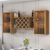 WOLEYUU Wall-Mounted Wine Cabinet with Glass Doors and Lighting view 1