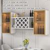 WOLEYUU Wall-Mounted Wine Cabinet with Glass Doors and Lighting view 3